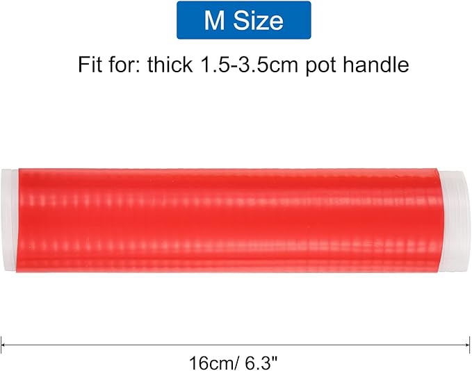 uxcell Silicone Pan Handle Sleeve, Heat Resistant Potholder Pot Holders Cover Sleeve for Frying Pan Handle Spatulas, Red (M)