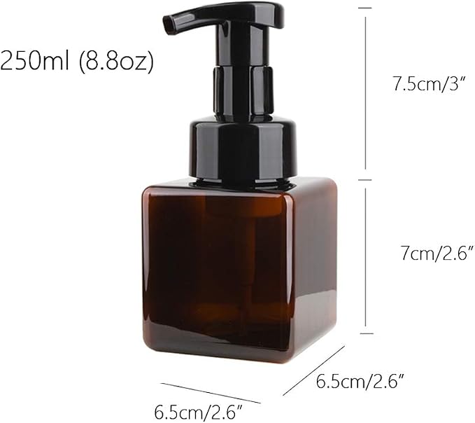 Foaming Soap Dispenser, 9oz Plastic Refillable Pump Bottle, 2 Pack, Amber | - Image 4
