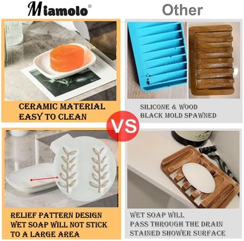 Miamolo Soap Dish for Shower, Soap Holder Raised Design, No More Mushy Soap - Image 4