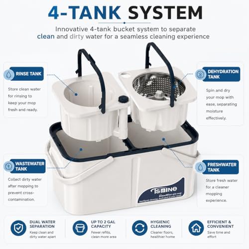 RinseWise Large Gen 1 Mop Bucket Set, Clean/Dirty Water Separation - Image 2
