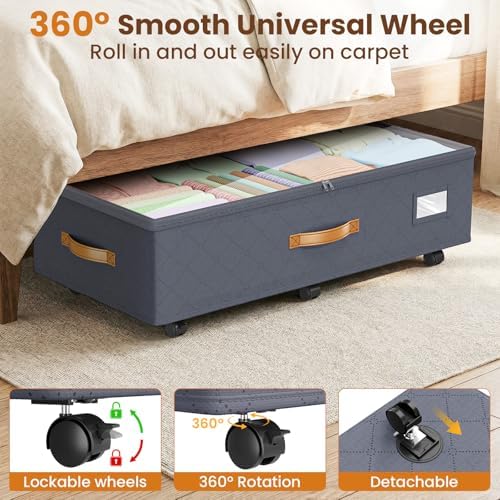 Budding Joy 80L 2 Pack Adjustable Under Bed Storage Containers - Image 3
