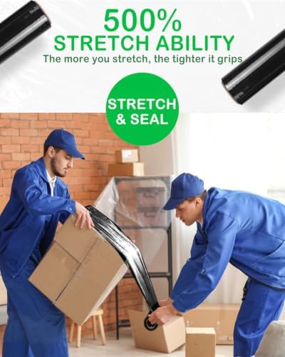 Black Stretch Wrap Roll, Heavy Duty 18in x 1500ft Shrink Film/Wrap, 4 Pack - Image 7