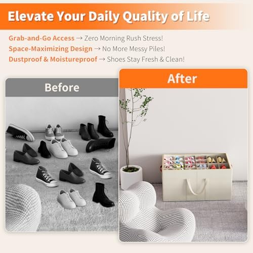 Aokeyee 2 Pack Shoe Organizer for Closet, Large Shoe Storage Box - Image 5