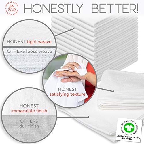 HONEST WEAVE GOTS Certified 100% Organic Flour Sack Cotton Kitchen Hand and - Image 6