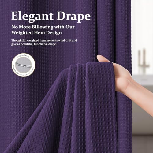 Dynamene Waffle Shower Curtain 256 GSM Heavy Duty Fabric 72"x72" Purple - Image 3