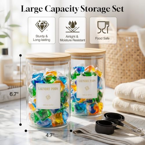Luxspire Laundry Pods & Powder Container, Laundry Room Organization, 2 Pack - Image 4