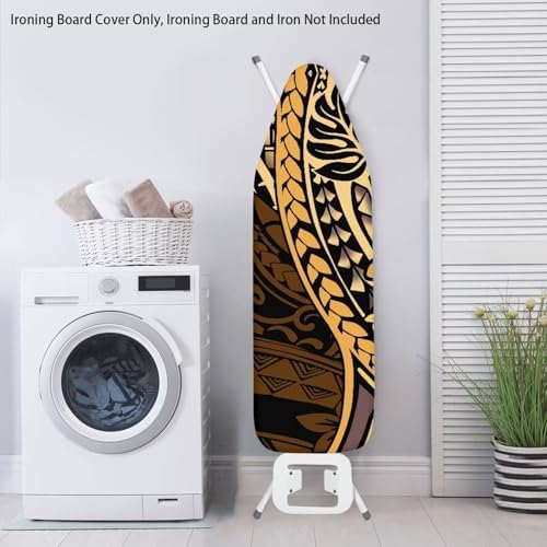 Golden Tribe Stripe Ironing Board Cover Stain Resistant Tropical Monstera - Image 4