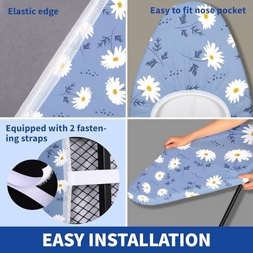 Ironing Board Cover and Pad, Thick Scorch Resistant Padding Green Leaves Print - Image 3