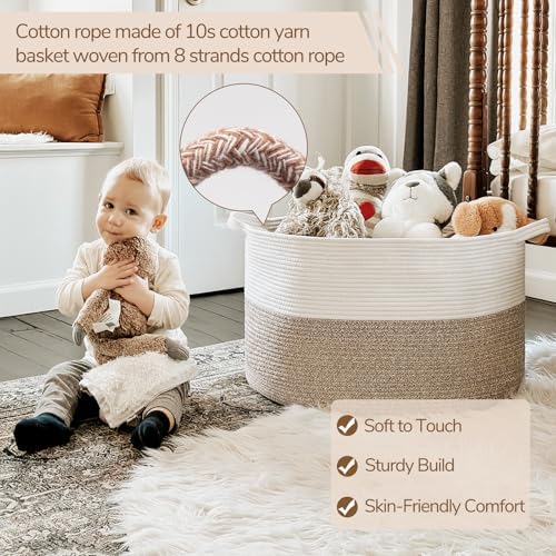 INDRESSME XXXLarge Woven Rope Blanket Basket Living Room Light Brown - Image 2