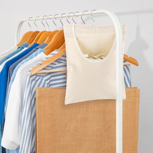 Canvas Clothespin Bag, 13.3x11.2 Inch Hanging Laundry Organizer - Image 3