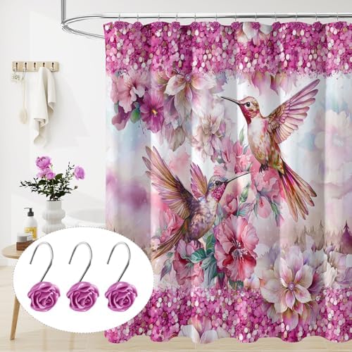 Cute Rose Floral Shower Curtain Hooks Rings - Image 4