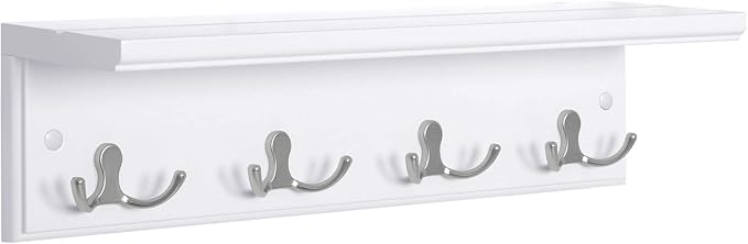 SONGMICS Entryway Hanging Coat Rack, Wall-Mounted Wooden Shelf, by Unknown