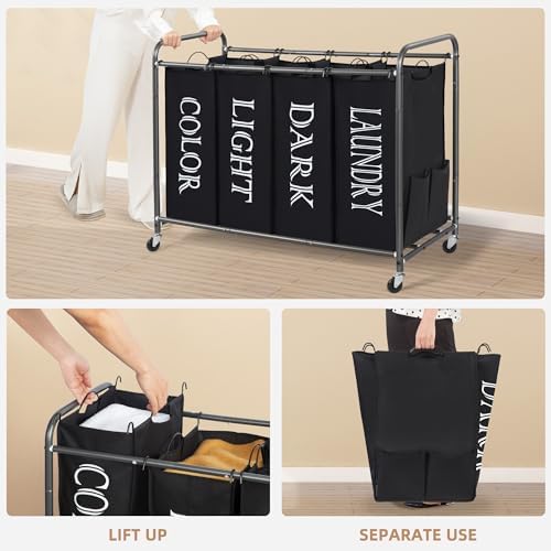 STORAGE MANIAC Laundry Sorter 4 Section, 47.5 Gal Laundry Hamper - Image 4