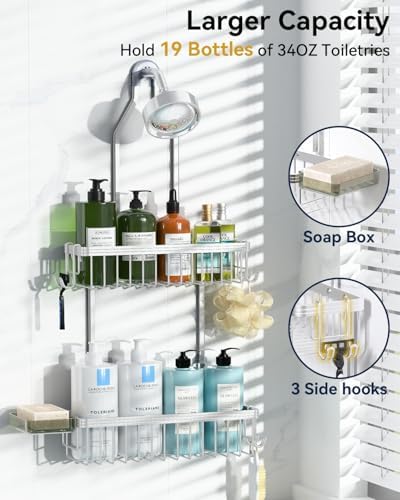 YASONIC Never Rust Shower Caddy Hanging, Aluminum Shower Racks - Image 3