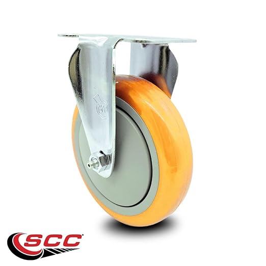 Service Caster Brand Replacement Caster for Uline Caster H-5540R-Rigid Top Plate Caster with 5 Inch Yellow Polyurethane Wheel-Light Duty Replacement Caster-Fits Cart, Dollies and Poly Box Truck H-3840