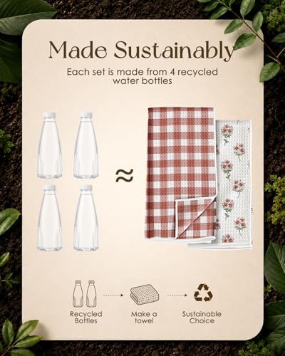 Miss Adola Reversible Microfiber Kitchen Towels Set of 2, Rustic Bloom - Image 2