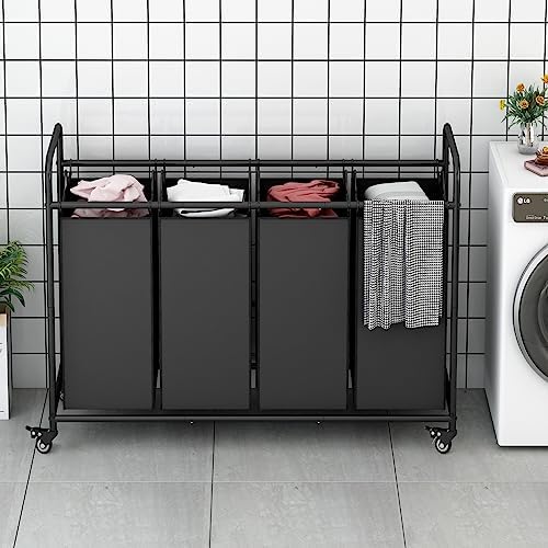 4 Section Laundry Hamper, 180L Laundry Sorter - Image 2