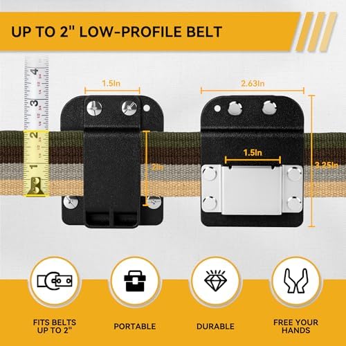 Heavy-Duty Tape Measure and Hammer Holder, Low-Profile Drill Belt Clip & Hammer - Image 4