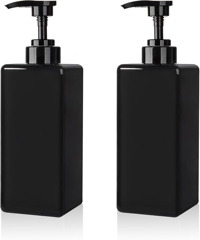 Refillable Lotion Soap Dispenser Plastic Pump Bottle 22oz Black 2 Pack | by JiatuA