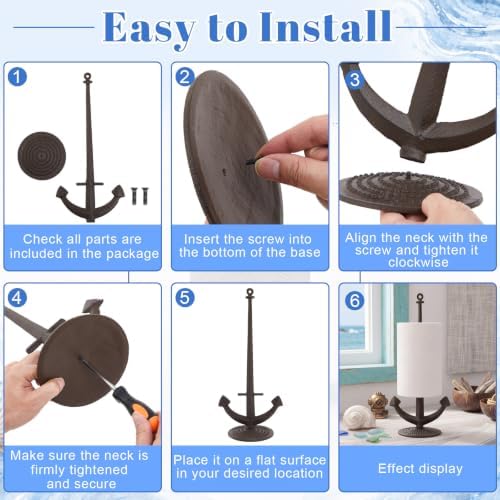 Maxdot Coastal Paper Towel Holder, 8.5 x 7 x 15.5 Inch Heavy Duty Cast Iron - Image 3