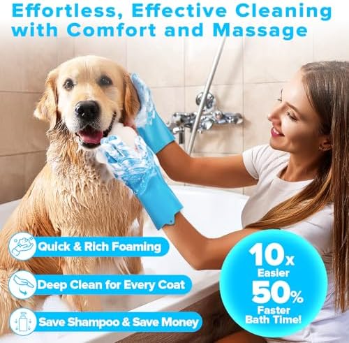 6PCS Grooming & Bath Supplies for Dogs, Cats | Dog Washing Gloves | Dog Bath - Image 2