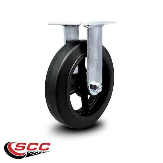 Service Caster Brand Replacement Caster for Uline Caster H-3327R - Rigid Top Plate Caster with 8 Inch Rubber on Metal Wheel -Heavy Duty Replacement Caster-Fits Platform, U-Boat and Panel Trucks H-1192