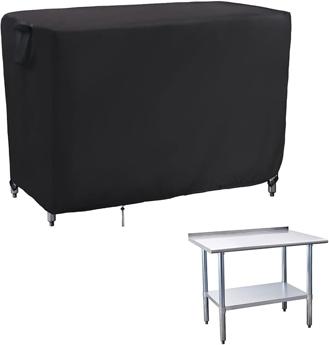 Kingling Outdoor Prep Table Covers, Waterproof Stainless Steel Table Cover Metal Table Cover Protection for Patio Kitchen Prep/Work Tables - 60''L x 24''W x 35''H