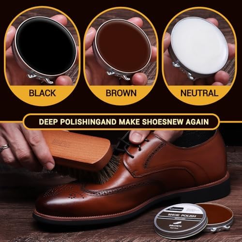 RAPSAKEMOH Shoe Polish Kit, Horsehair Brush Shoe Shine Kit - Image 2
