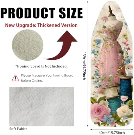 Nuxovilar Floral Gown Cotton Ironing Board Cover 15x54 Fabric - Image 3