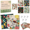wlich 5 Pack Swedish Dishcloths, Reusable Kitchen Towels, Birds Flowers by wlich