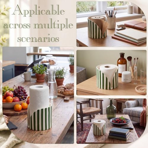 Hushee Green Striped Ceramic Paper Towel Holder, Kitchen Countertop Stand - Image 5
