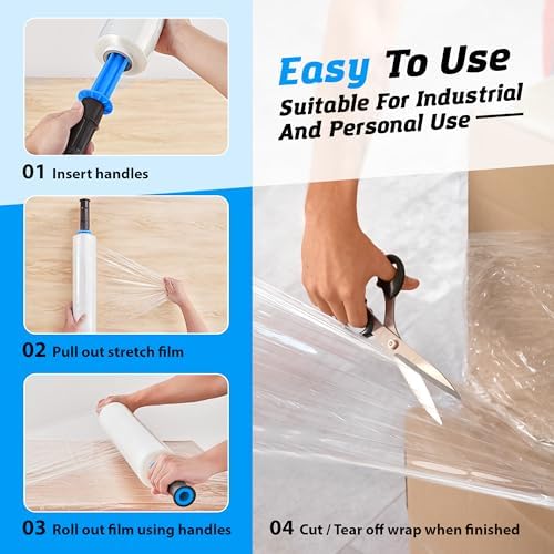 2 Rolls x 15" x 900 FT x Clear Heavy Duty Plastic Stretch Wrap Shrink Film - Image 4