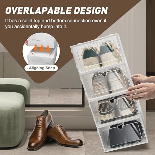 Clear Plastic Shoe Storage Boxes 20 Pack Stackable Shoe Cabinet Organizer - Image 2