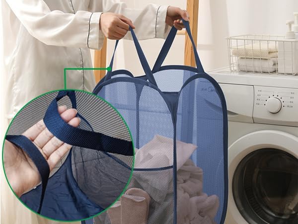 Foldable Clothes Basket Mesh Pop Up Laundry Hamper - Image 7