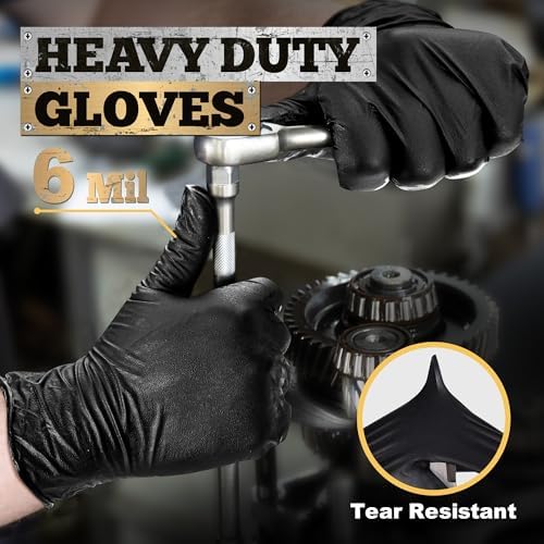 TitanFlex Heavy Duty Black Nitrile Gloves, 6 Mil, Fully Textured, Mechanic - Image 2