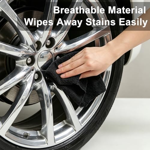 80 Pack Microfiber Cleaning Cloth Roll Reusable Paper Towels 12"x12" Black Tear - Image 6