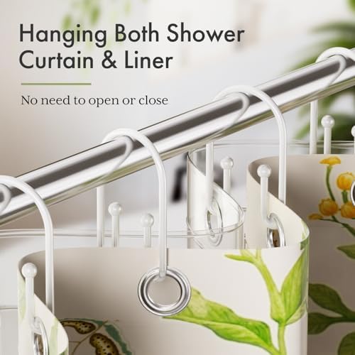 Bathway White Shower Curtain Hooks, Large Double Hook Shower Curtain Hooks Rust - Image 6