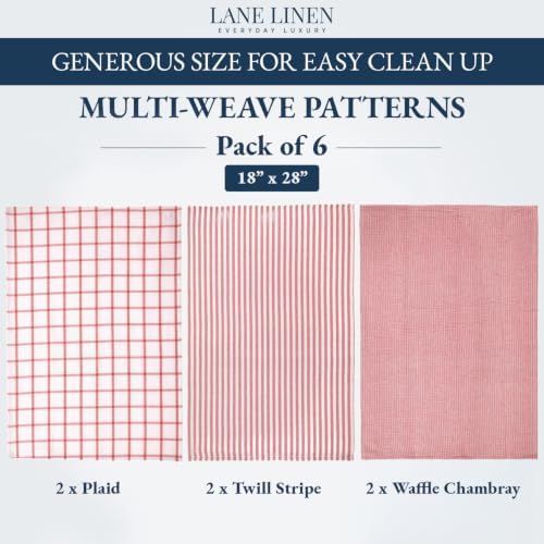LANE LINEN 100% Cotton Kitchen Towels Set, Quick-Drying Dish Towels, Tea Towels - Image 2