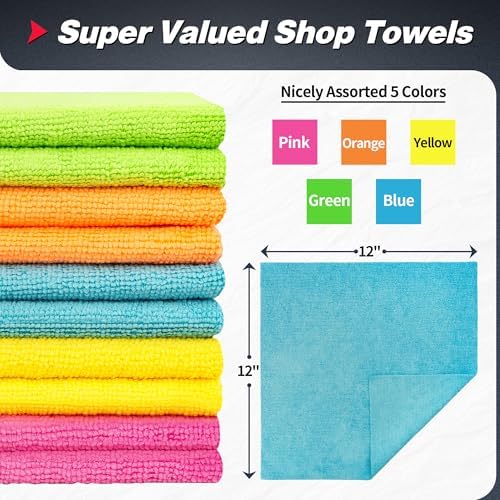 FIXSMITH Microfiber Cleaning Cloth, 400 Pack Shop Towels, Lint-Free Car Wash - Image 2