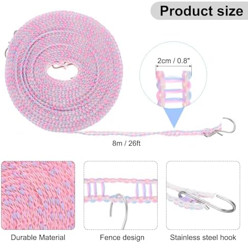 uxcell Windproof Clothesline, 8M 26ft Plastic Non-Slip Clothes Drying Rope - Image 2