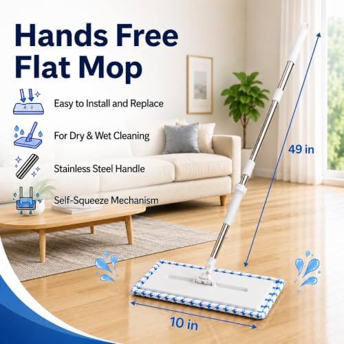 Mops for Floor Cleaning Hands-Free Flat Floor Mop Kit Sweeper - Image 5