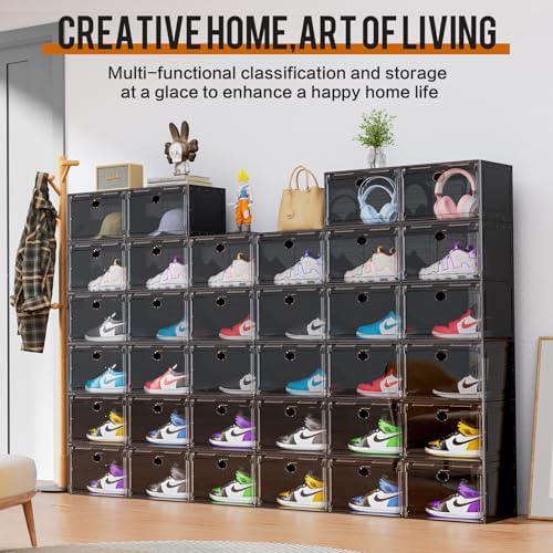 KEFA XL Shoe Storage Box, 8 PACK Shoe Boxes Clear Plastc Stackable Organizer - Image 2