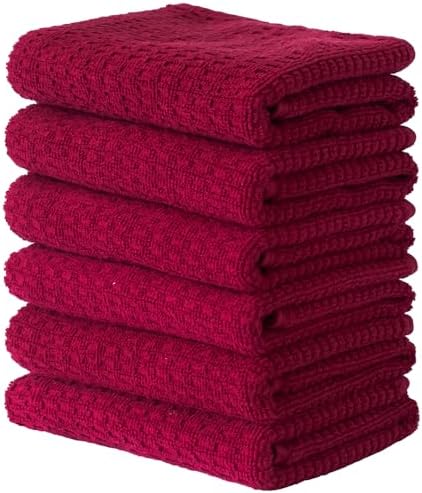 CRAFTSWORTH Cotton Kitchen Towels15 x 26" Solid Red Kitchen Hand Towels by CRAFTSWORTH