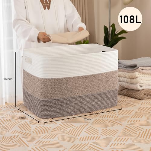 OIAHOMY 108L Extra Large Blanket Basket Dog Toy Basket radient Dark Brown - Image 2