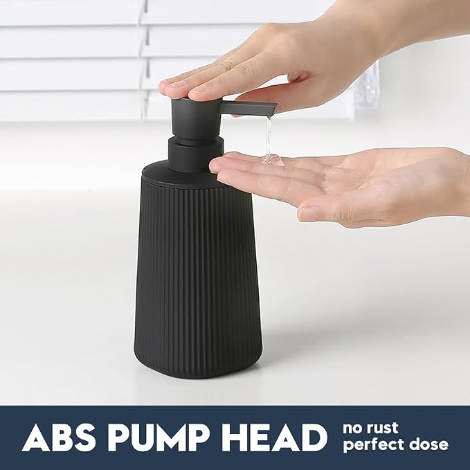 YAUKPH Small Soap Dispenser for Bathroom and Kitchen Matte Black | Modern - Image 3