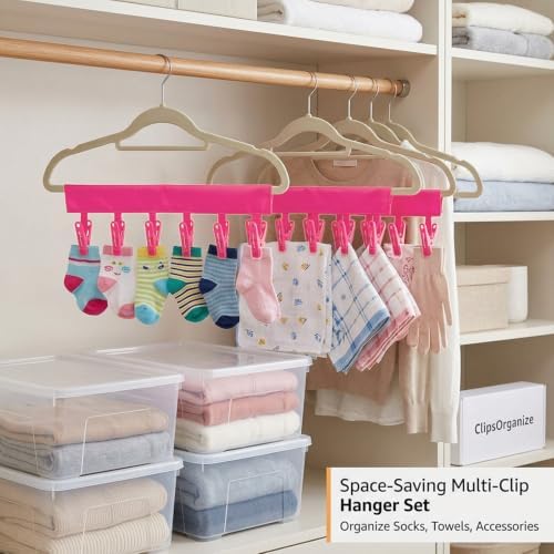Mini Clothespins Travel Hangers 3-Pack Rose Red, Foldable Portable Clothes - Image 6