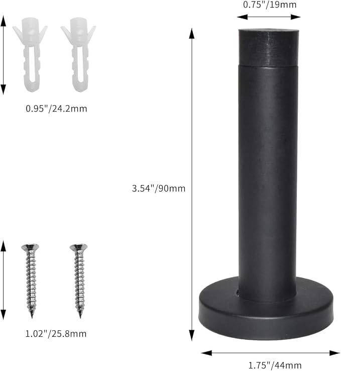 DOKU 20Pcs Door Stop, Matte Black 3.5 Inch Heavy Duty 304 Stainless Steel Door - Image 2