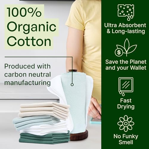 mioeco 24 Pack Reusable Kitchen Paper Towels, Organic Multicolor Cloths - Image 4