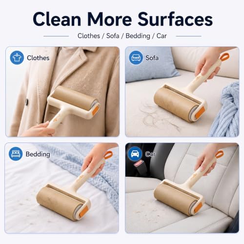 Lint Roller, Handle + 6 Refills 3.9in, Kraft Paper Pet Hair Remover - Image 3
