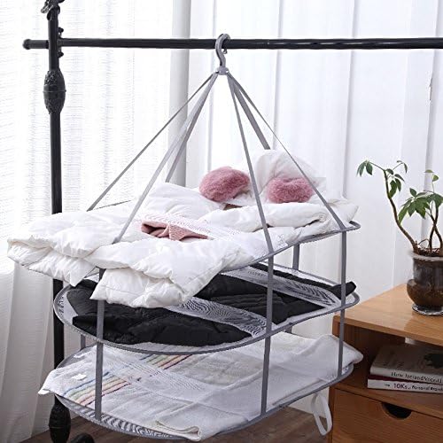 Looca 3-Tier Folded Mesh Clothes Hanging Dryer Sweater Drying Rack 30.3" L * - Image 6